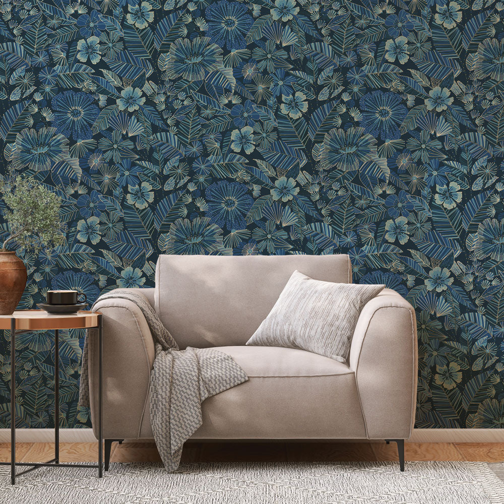 Metallic Bloom Peel and Stick Wallpaper