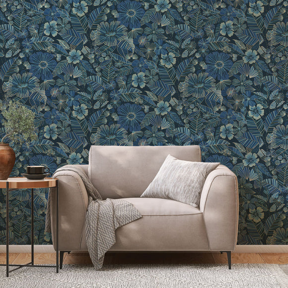 Metallic Bloom Removable Wallpaper