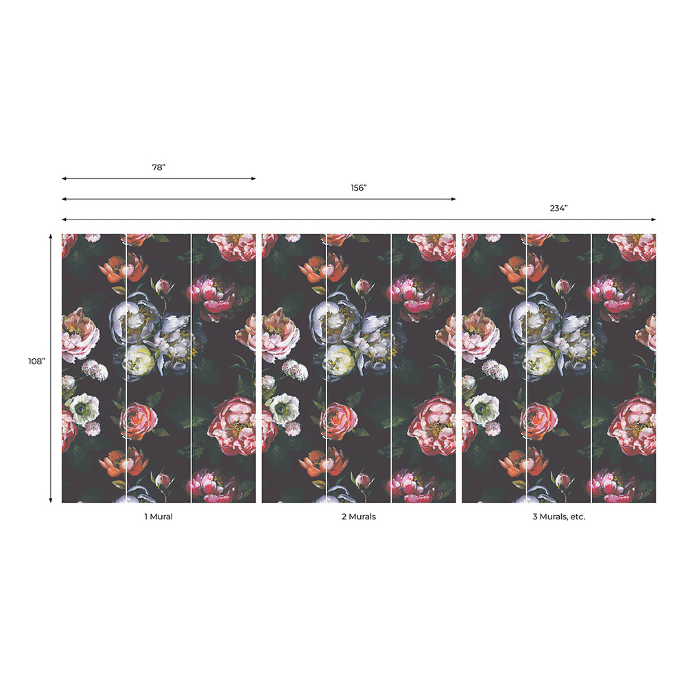 Moody Bloom Mural Peel and Stick Wallpaper