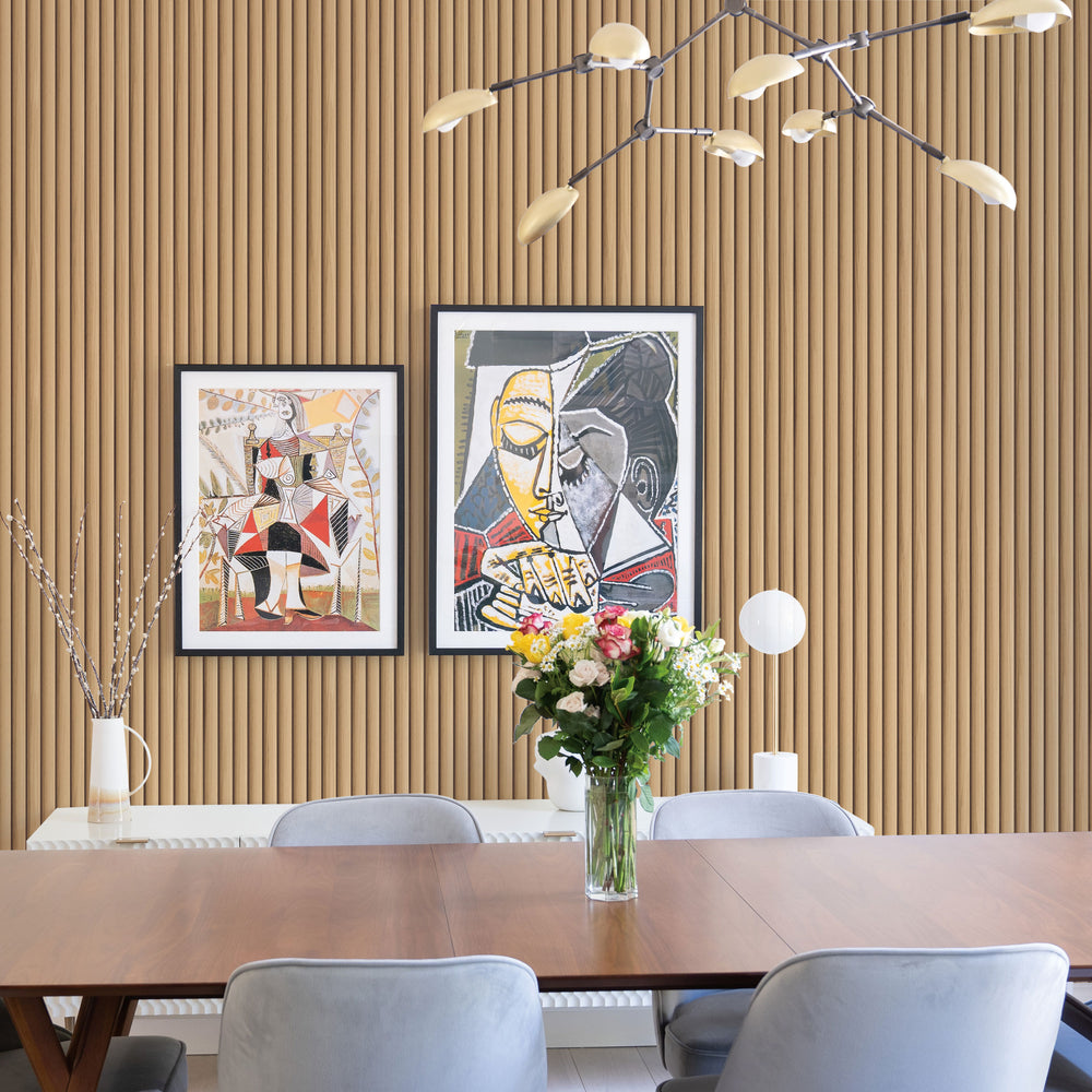 Reeded Wood Peel and Stick Wallpaper