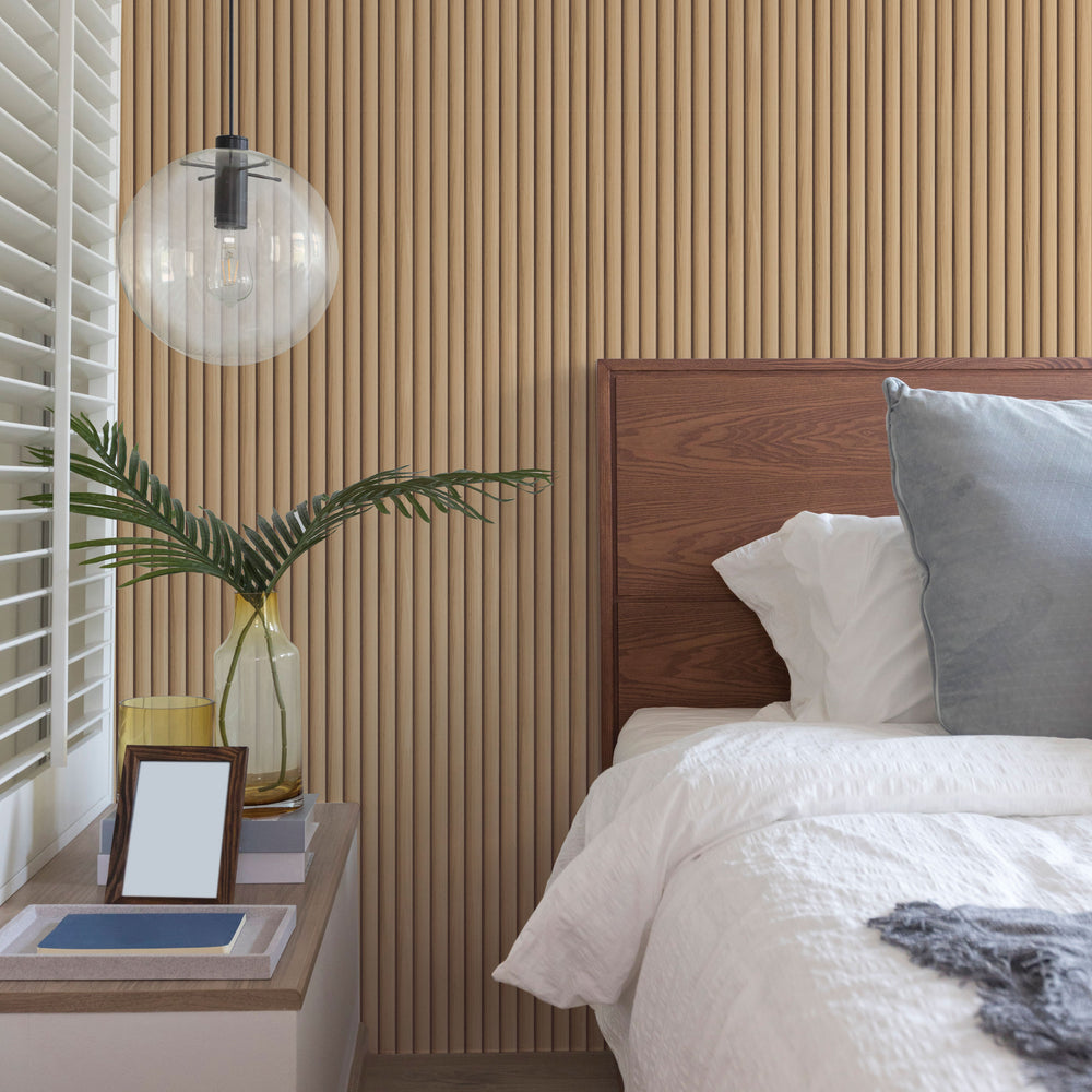 Reeded Wood Peel and Stick Wallpaper