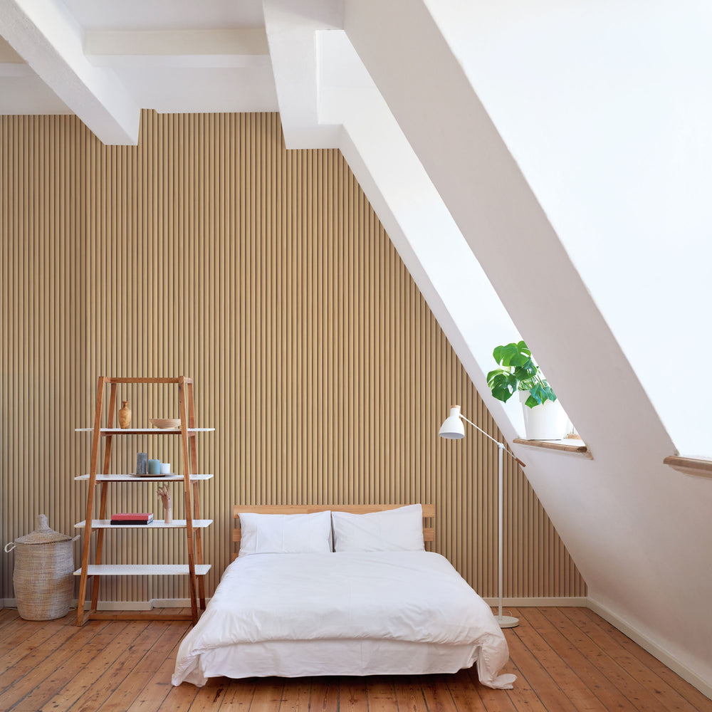 Reeded Wood Peel and Stick Wallpaper