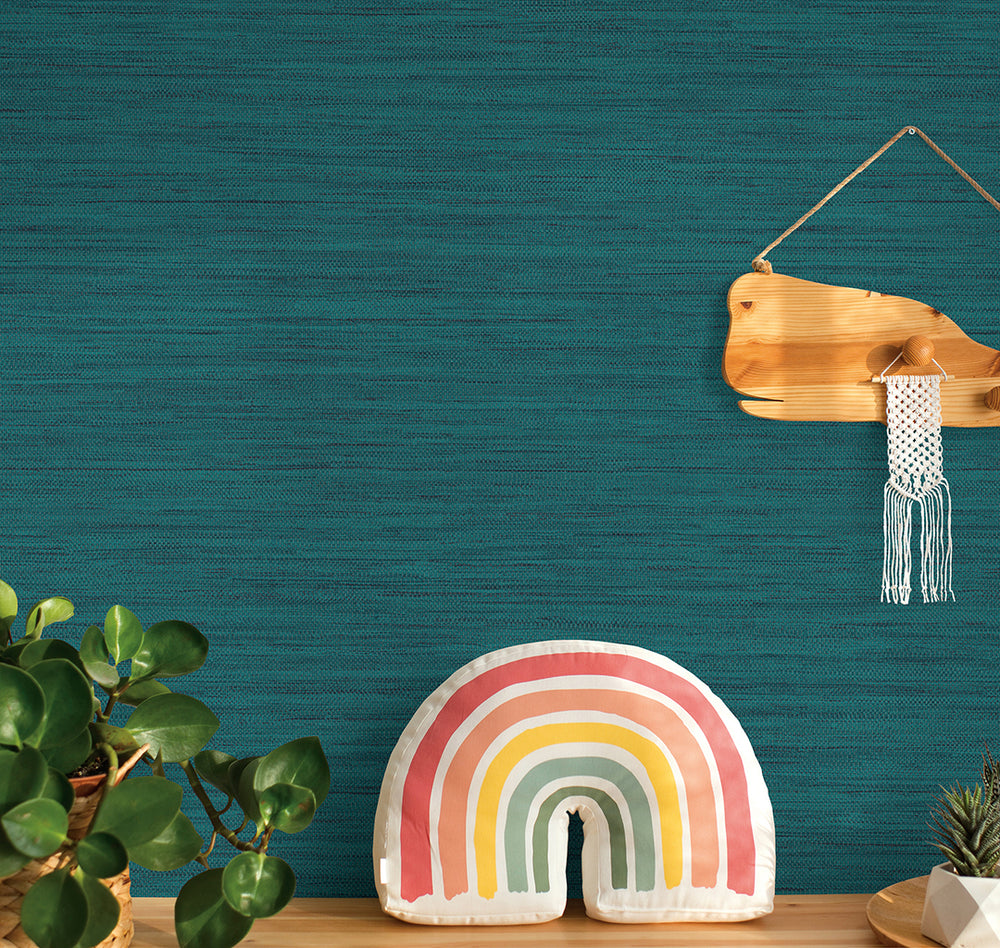 Horizontal Faux Grasscloth Peel and Stick Wallpaper