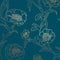 Peonies Removable Wallpaper  option Peacock Blue/Metallic Gold