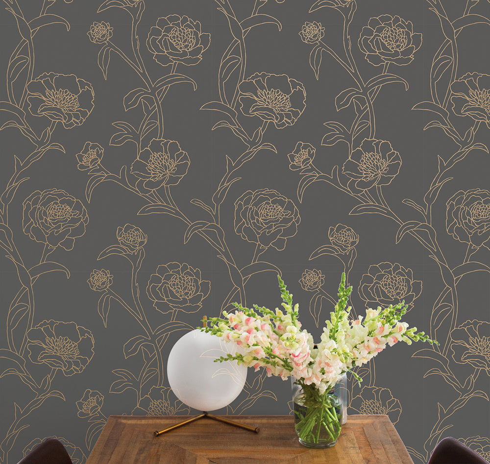 Peonies Peel and Stick Wallpaper