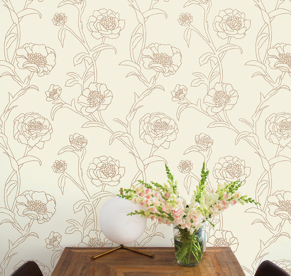 Peonies Peel and Stick Wallpaper