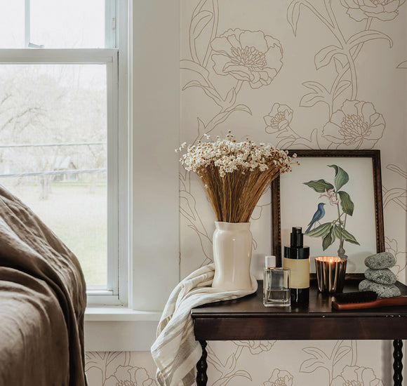 Peonies Peel and Stick Wallpaper