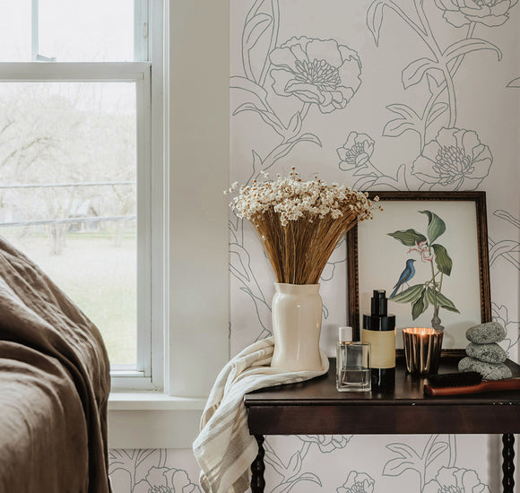 Peonies Peel and Stick Wallpaper