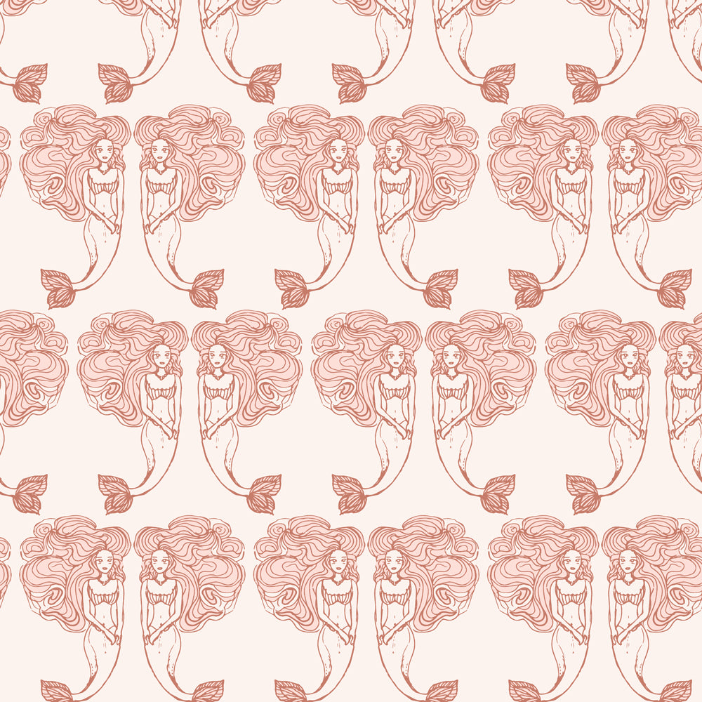 Block Print Mermaids Peel and Stick Wallpaper Sample Swatch
