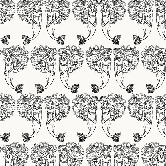 Block Print Mermaids Removable Wallpaper Sample Swatch