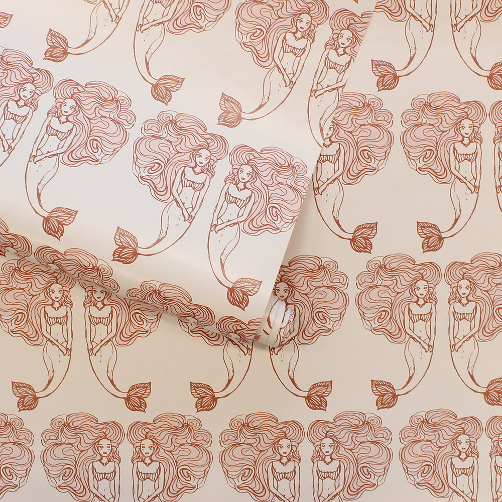 Block Print Mermaids Peel and Stick Wallpaper
