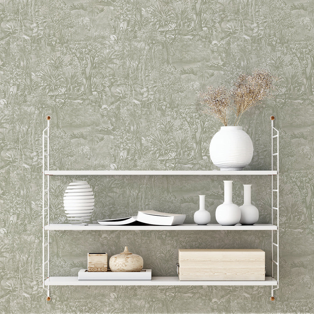 Jungle Toile Peel and Stick Wallpaper