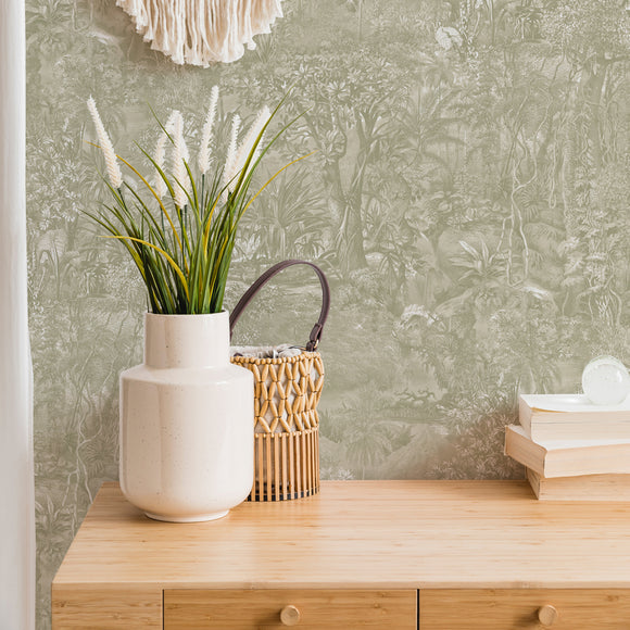 Jungle Toile Peel and Stick Wallpaper