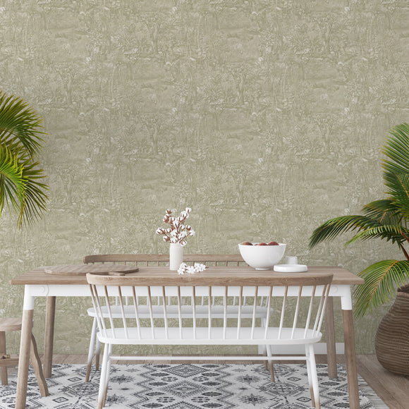 Jungle Toile Peel and Stick Wallpaper