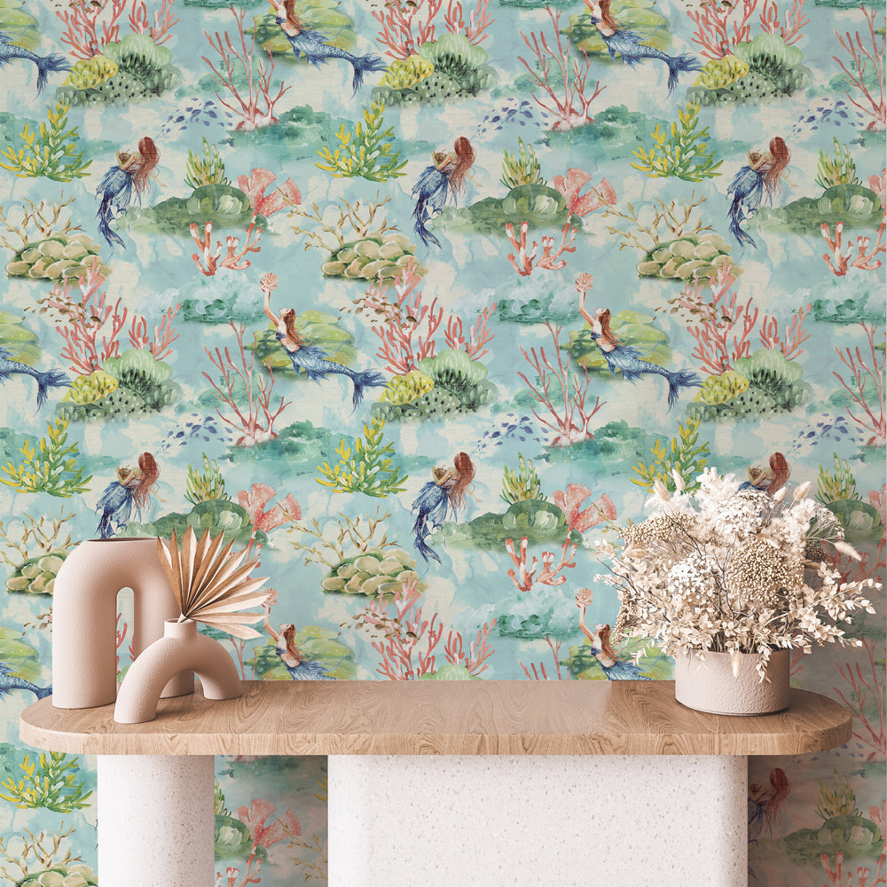 Mermaid Toile Peel and Stick Wallpaper
