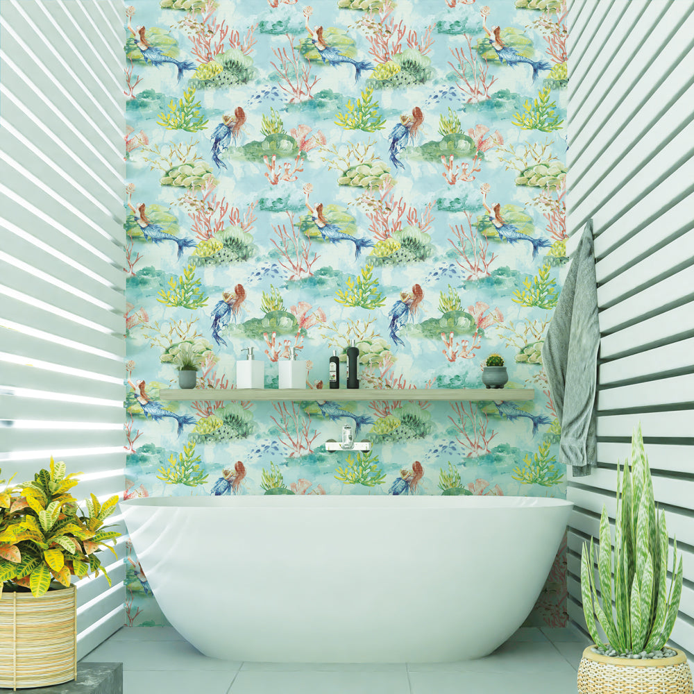Mermaid Toile Peel and Stick Wallpaper