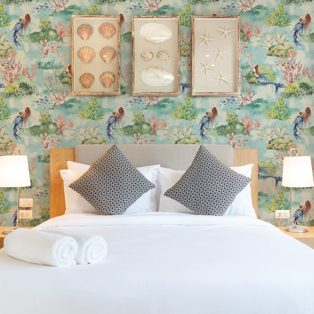 Mermaid Toile Peel and Stick Wallpaper