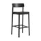 Betty Upholstered Stool  option Black Noble Leather / Black Lacquered Ash