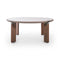 Kenobi Round Dining Table  option Giallo Istria 501M cat. 05 Marble / 1161P cat. LH Leather / NOC-E Grey Walnut / Brushed Nickel