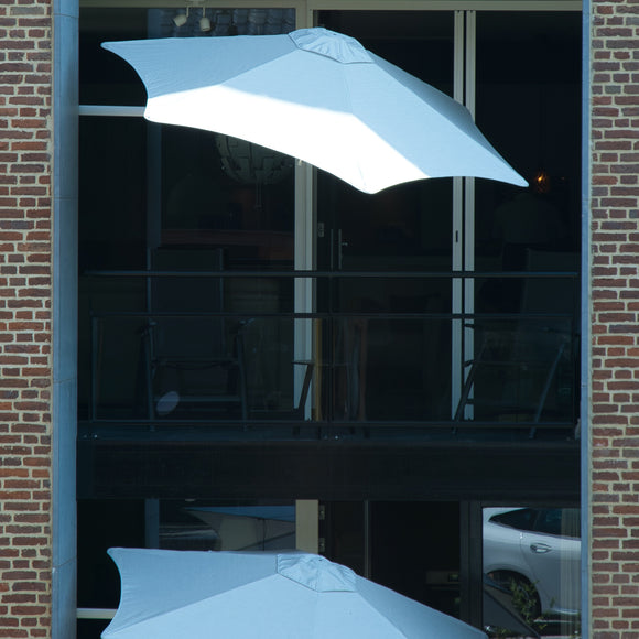 half round wall hugger patio umbrella Umbrosa Paraflex Wallflex Round Wall-Mount Umbrella