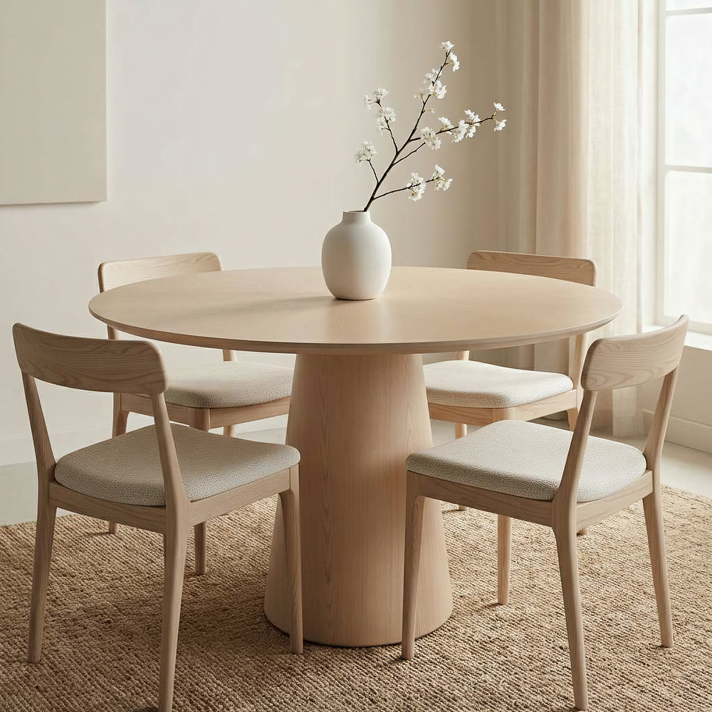 Mona Round Dining Table with Wooden Top