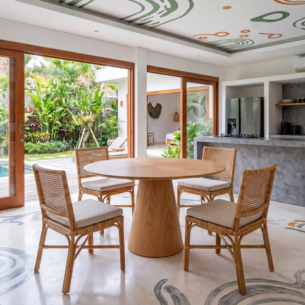 Mona Round Dining Table with Wooden Top