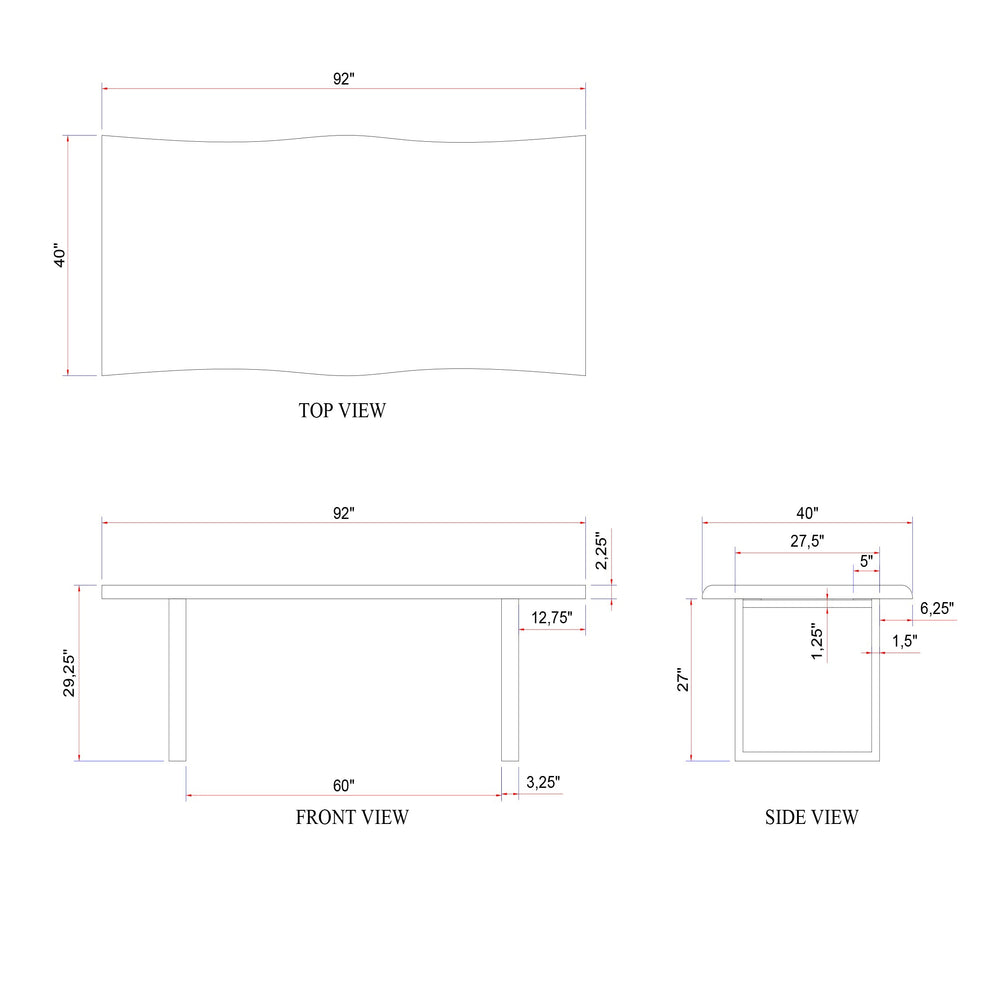 Brooks Dining Table - U Base