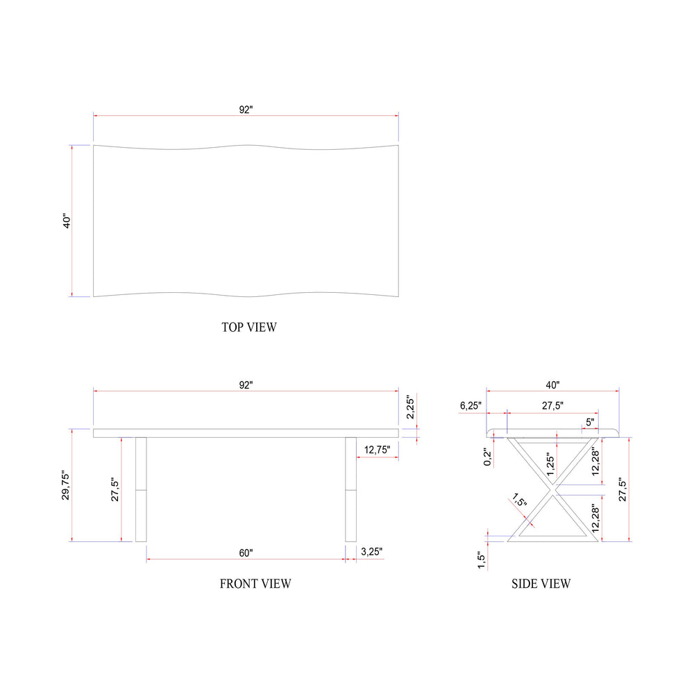 Brooks Dining Table - X Base