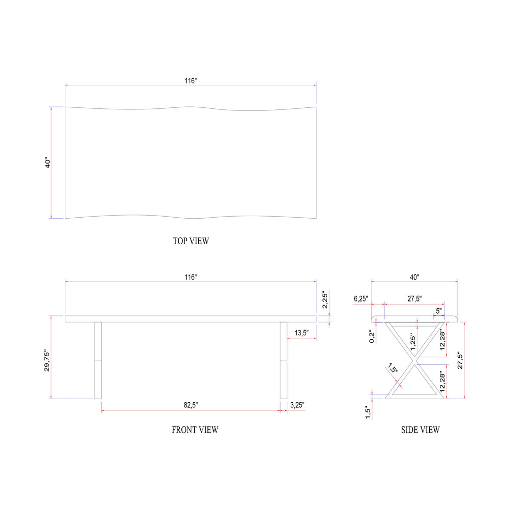 Brooks Dining Table - X Base