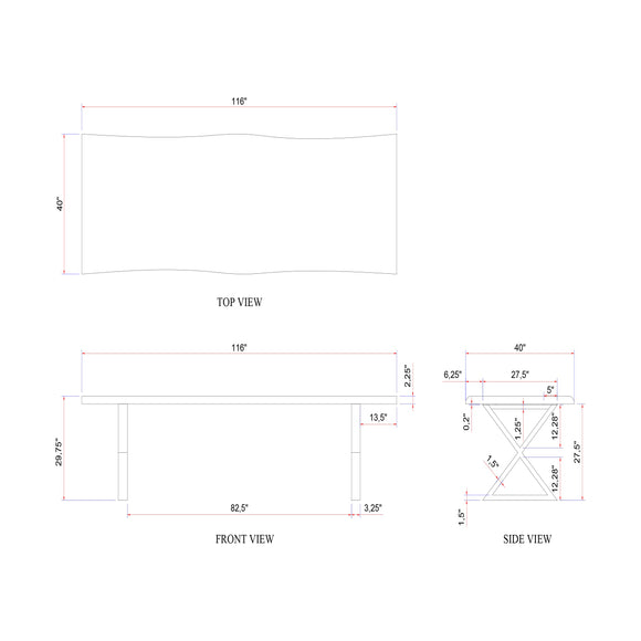 Brooks Dining Table - X Base