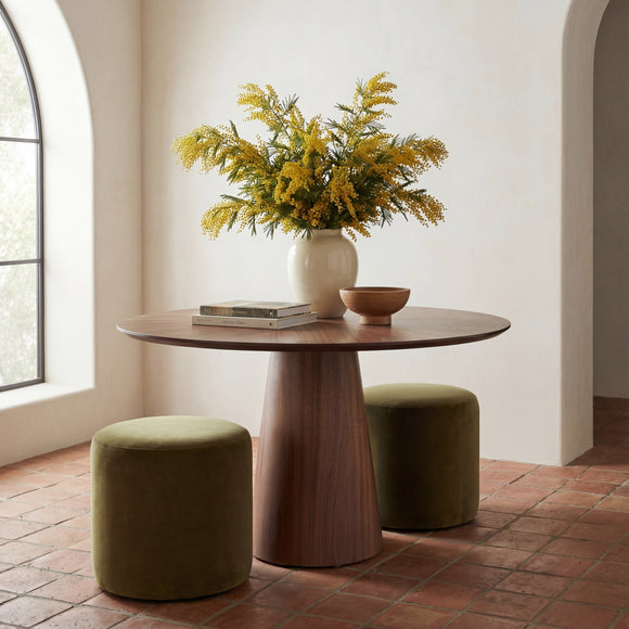 Mona Round Dining Table with Wooden Top