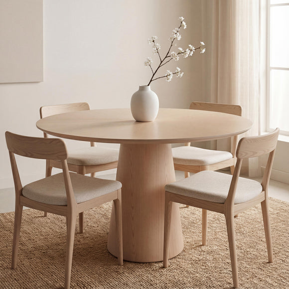 Mona Round Dining Table with Wooden Top