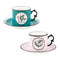 Herbariae Tea Cup & Saucer (Set of 2)  option Pink and Peacock