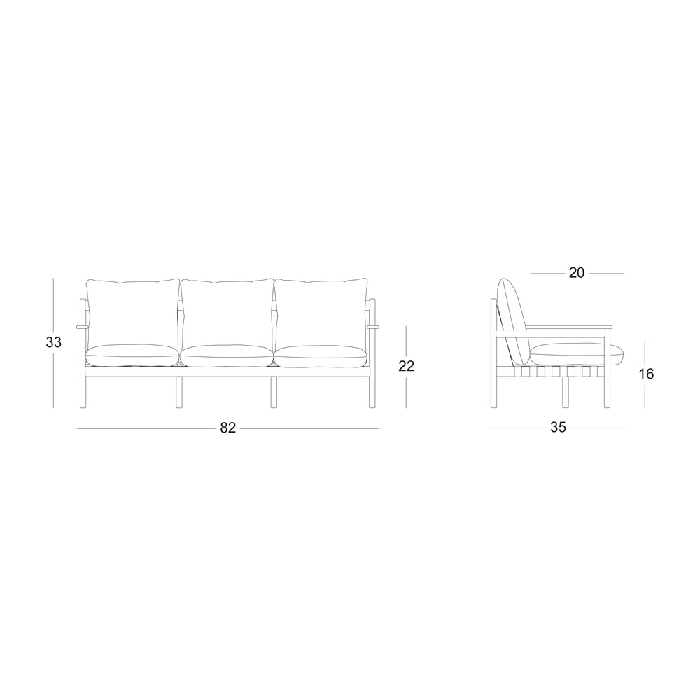 Oda Outdoor 3-Seater Lounge Sofa