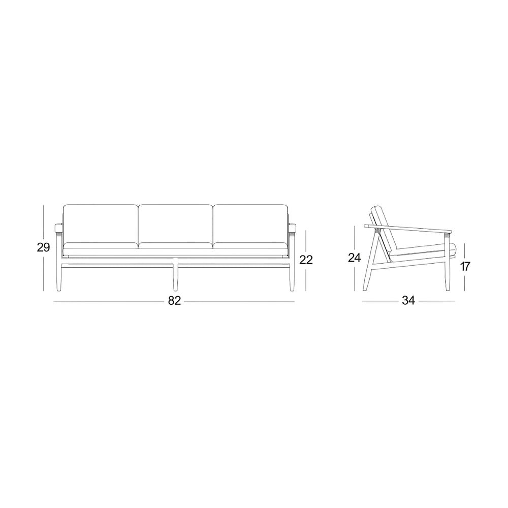 David Outdoor 3-Seater Sofa