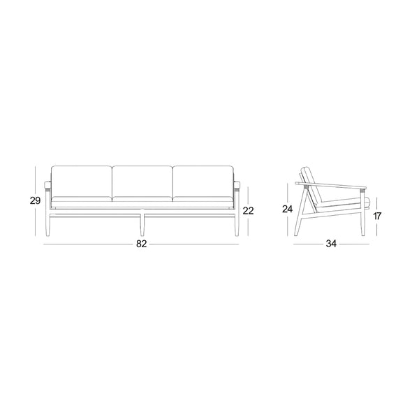 David Outdoor 3-Seater Sofa