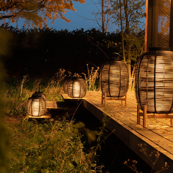 Tika Outdoor Lantern with Wood Base