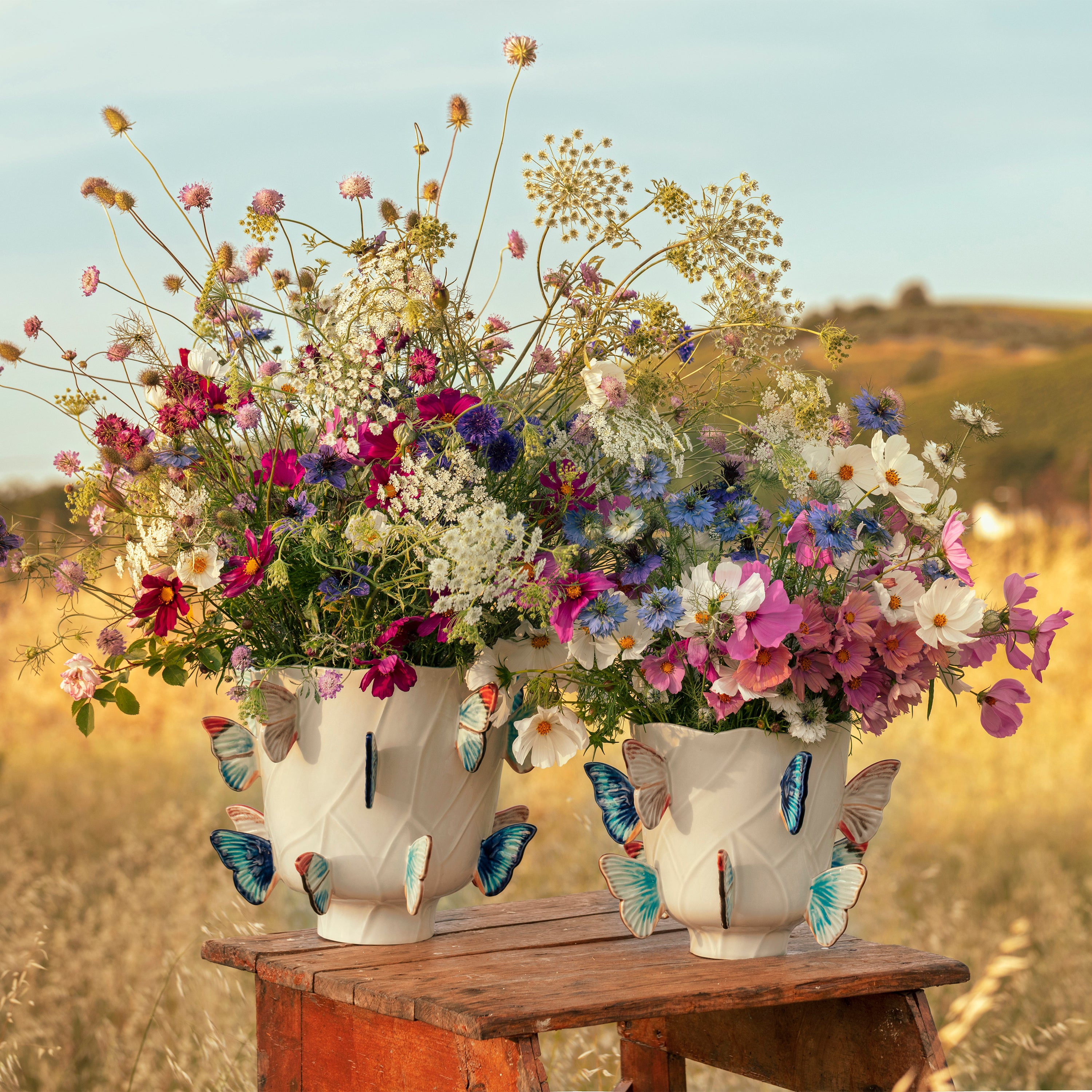 Bordallo Pinheiro Cloudy Butterflies Hand-Sculpted Vase - 2Modern