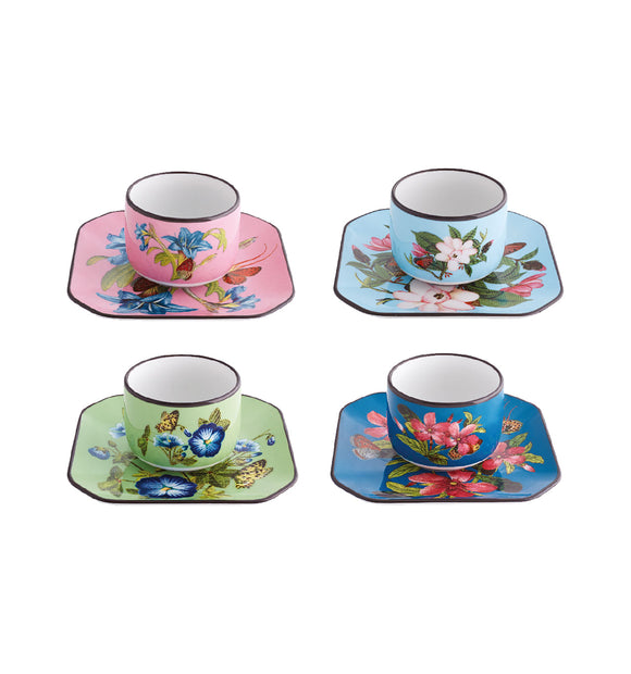 Fete Vos Jeux Coffee Cup with Saucer (Set of 4)