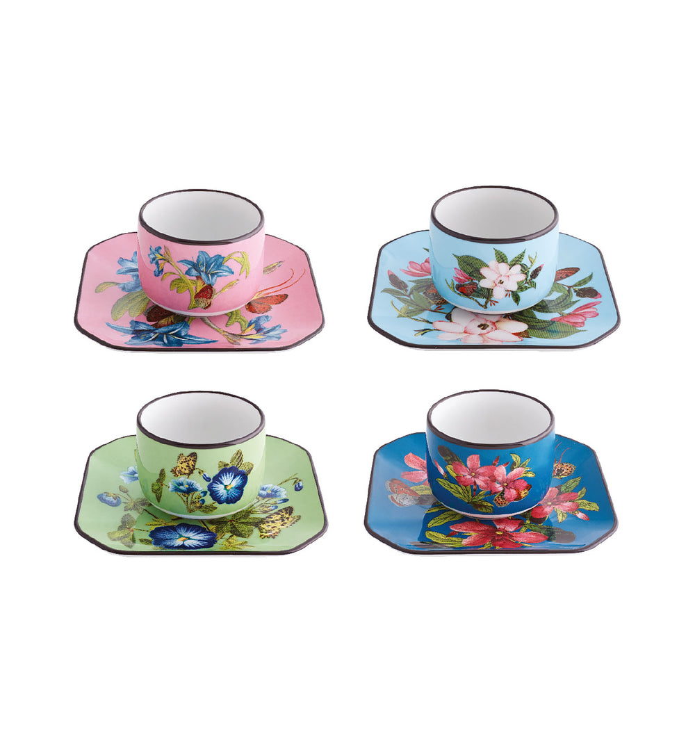 Fete Vos Jeux Espresso Cup with Saucer (Set of 4)