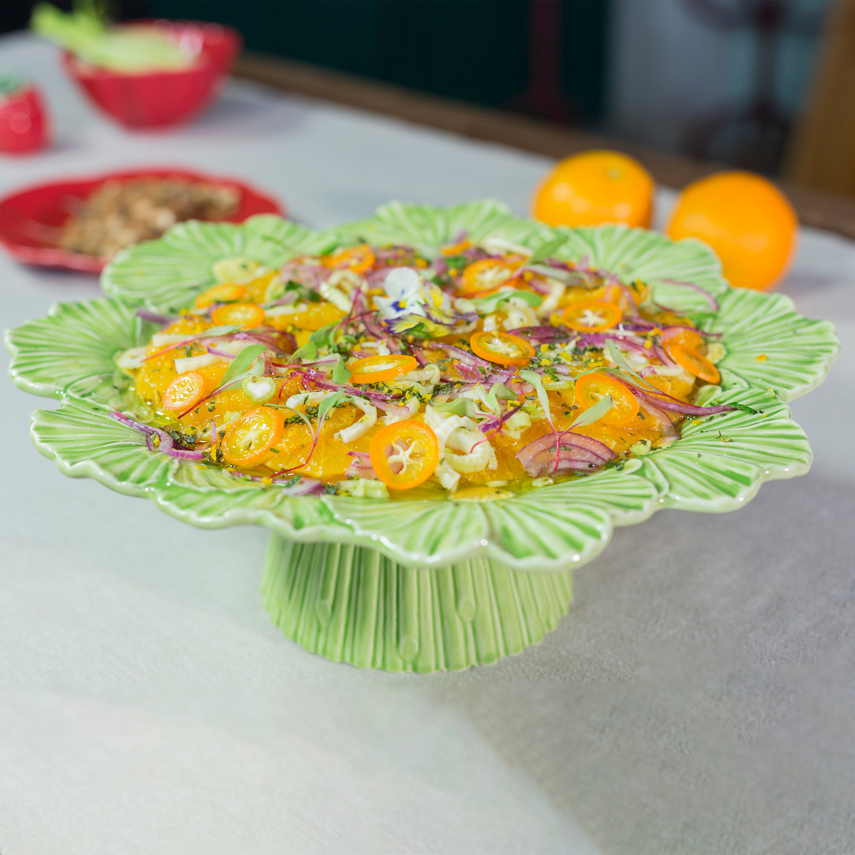 (修正)花柄ケーキスタンド 直径25cm フランス　阪急 Bordallo Pinheiro Maria Flor Cake Stand - 2Modern