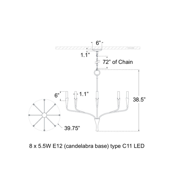 Chapman and Myers x Visual Comfort Aiden Single Tier Chandelier