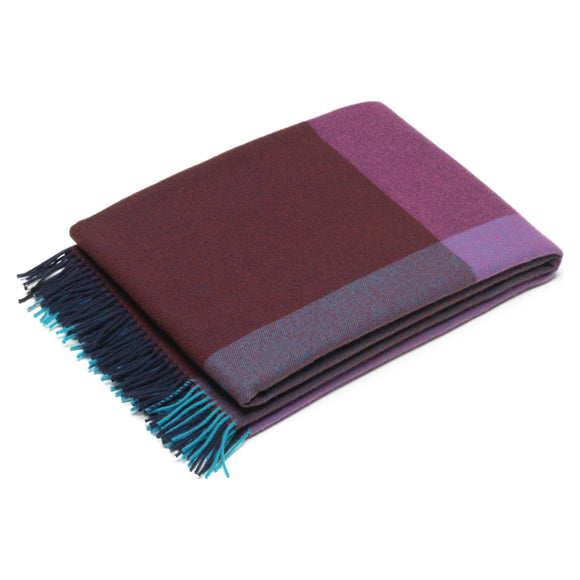 Blue / Bordeaux Color Block Throw Blanket OPEN BOX