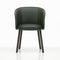 Mikado Dining Armchair with Wood Base  option Leather Jade / Dark Oak