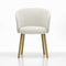 Mikado Dining Armchair with Wood Base  option Nubia Ivory/Pearl / Natural Oak