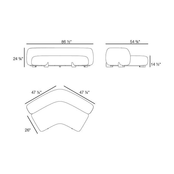 Milos 60-Degree Corner Outdoor Sectional Module