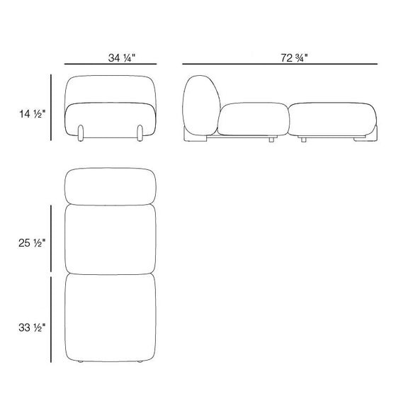 Milos Divan Outdoor Sectional Module