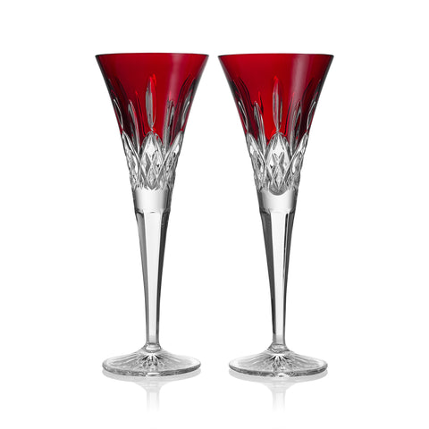 Lismore Red Toasting Flute (Set of 2)