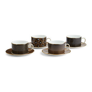 Gio Gold Accent Teacup & Saucer (Set of 4)