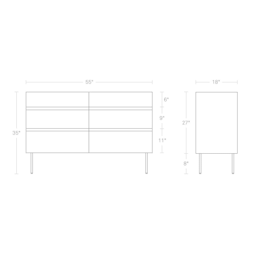 Clad 6 Drawer Dresser